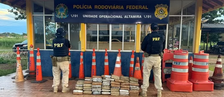 Carga com 122 tabletes de maconha, somando 106 kg, é apreendida em Altamira